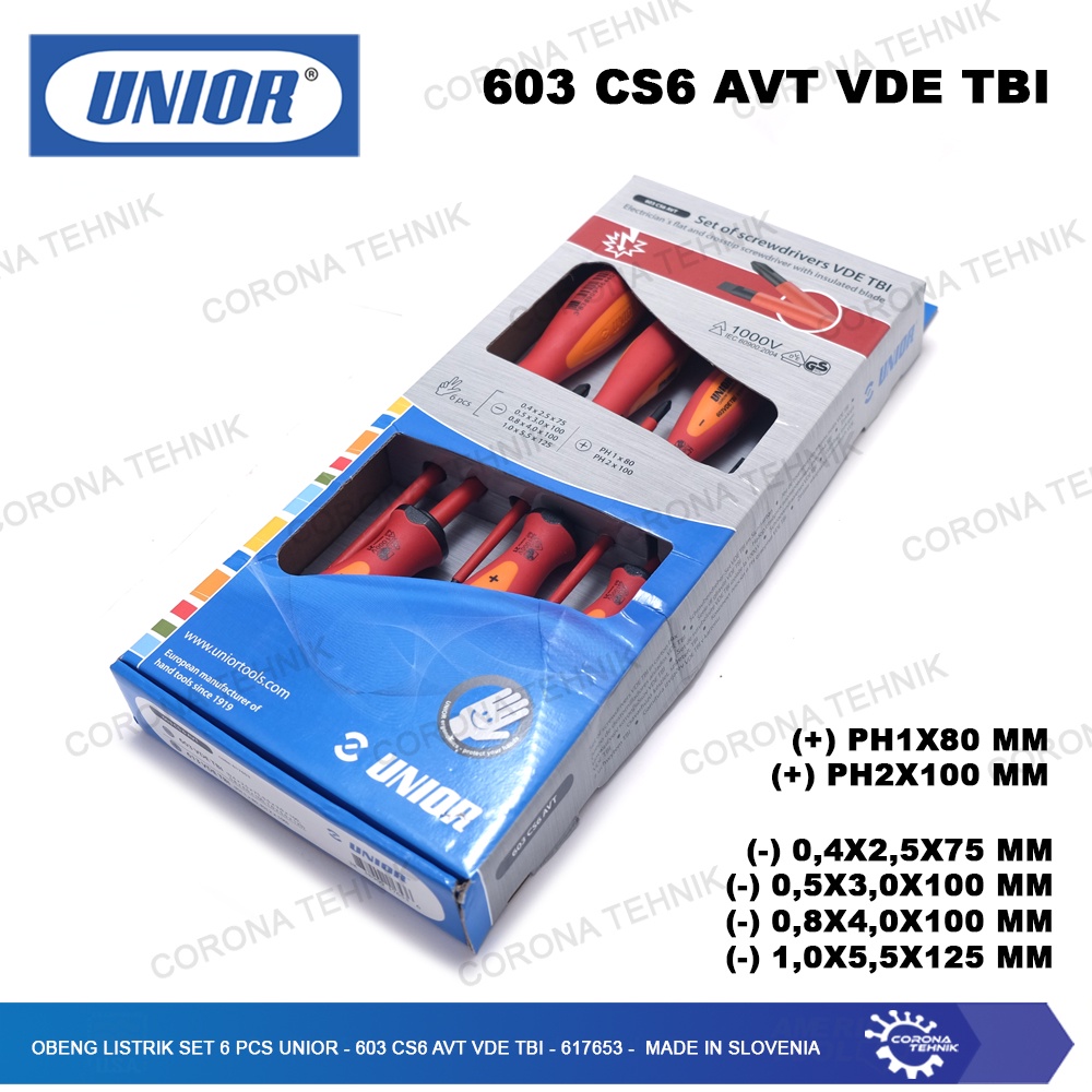UNIOR - Obeng Listrik Set 6 Pcs - 603 CS6 AVT VDE TBI - 617653 Slovenia