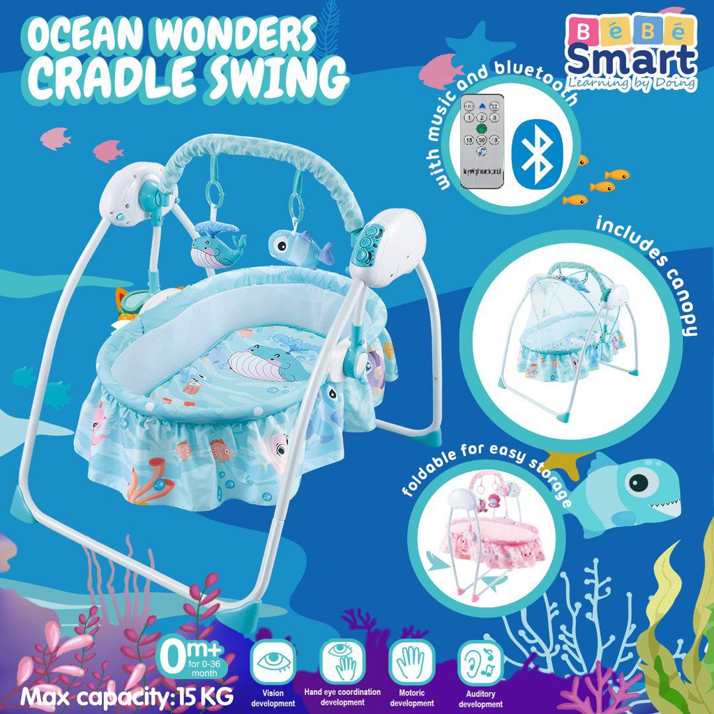 Bebe Smart Ocean Wonders Cradle Swing Tempat Tidur Ayunan Bayi Pink Blue Biru