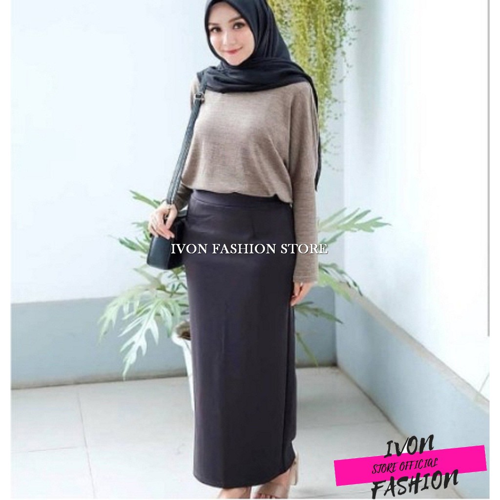 (BISA COD/BAYAR DI TEMPAT) OFFICE SPAN SKIRT // ROK PANJANG SPAN SCUBA KANTOR MURAH