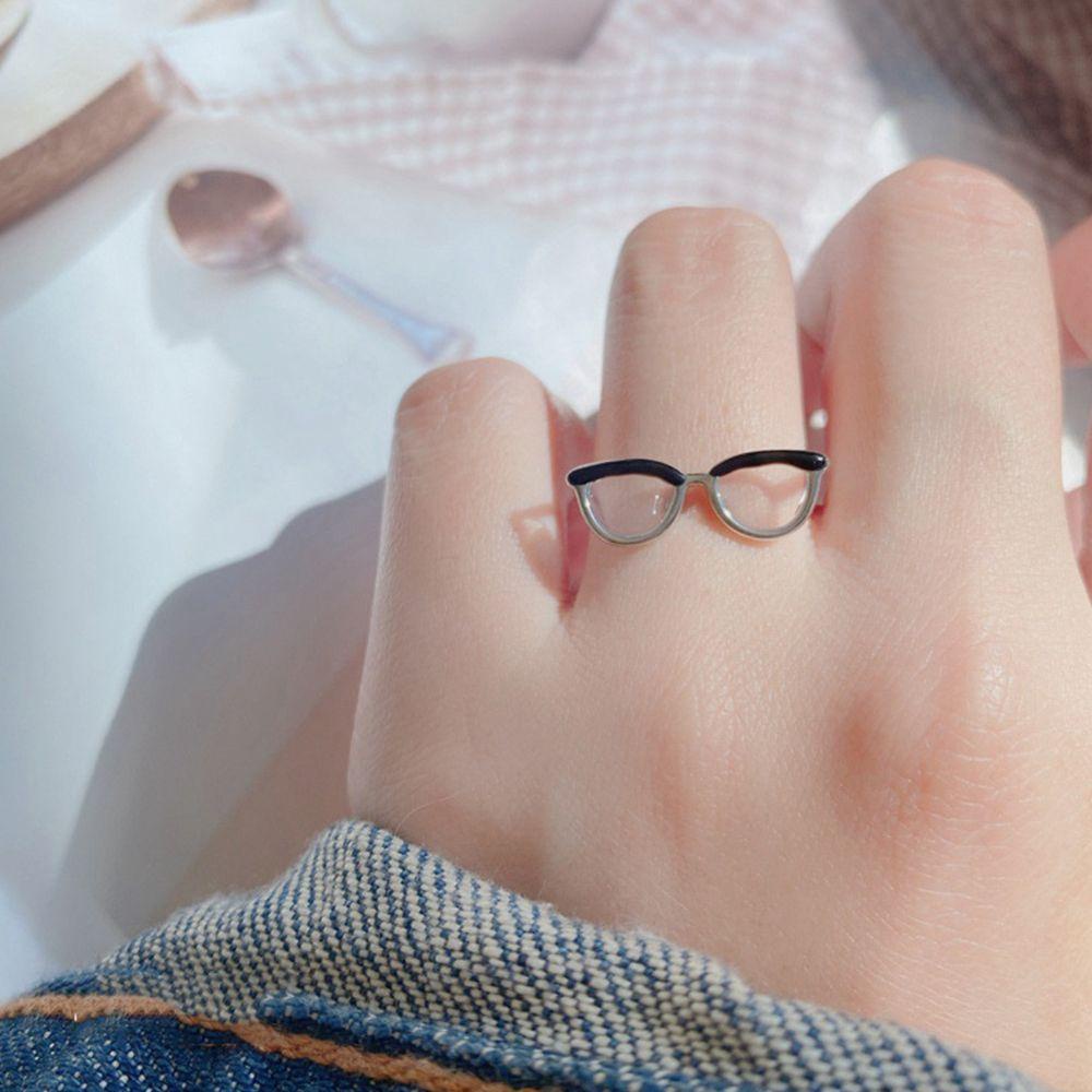 Cincin Adjustable Desain Kacamata Bahan Tembaga Gaya Korea Untuk Hadiah Valentine