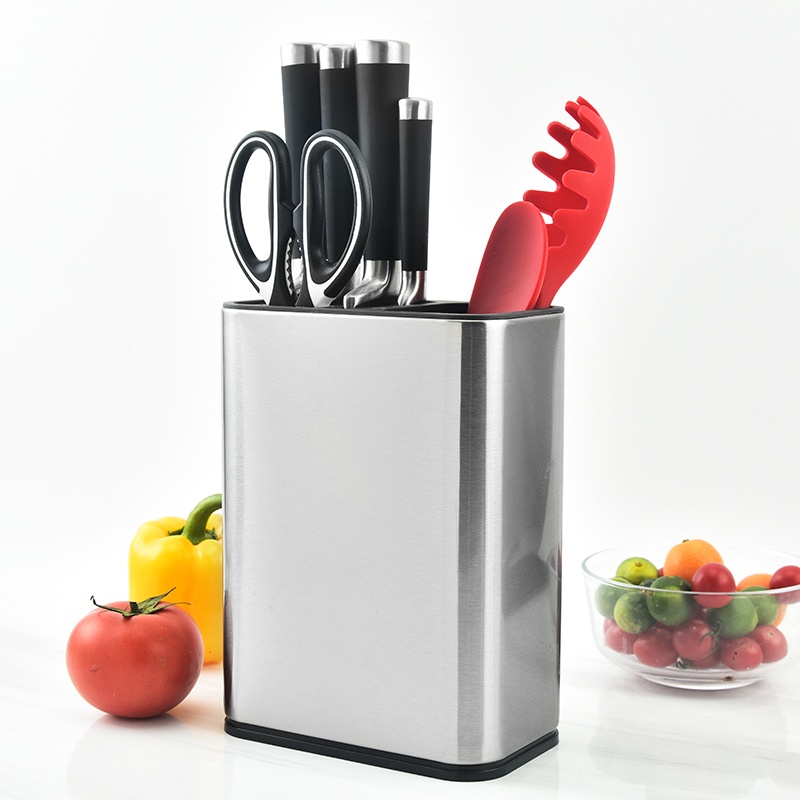 Rak Tempat Wadah Pisau Dapur dan Spatula Silver Stainless Steel