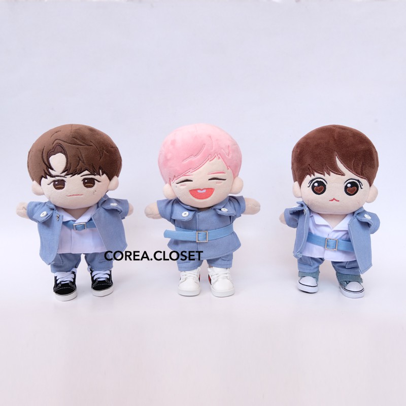 Set Denim Trench Coat, White shirt & pants Clothes FOR 20CM KPOP DOLL EXO BTS GOT7 SF9 X1 SEVENTEEN