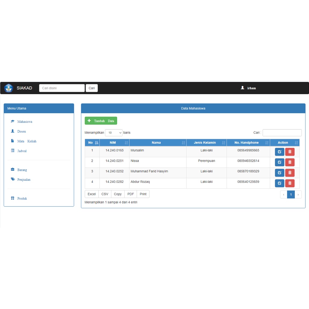 Aplikasi Website SIAKAD (CI) Full Source Code