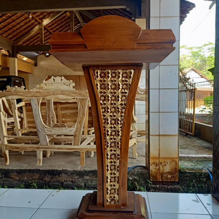 mimbar masjid minimalis kayu jati podium - mimbar podium masjid - tanpa logo
