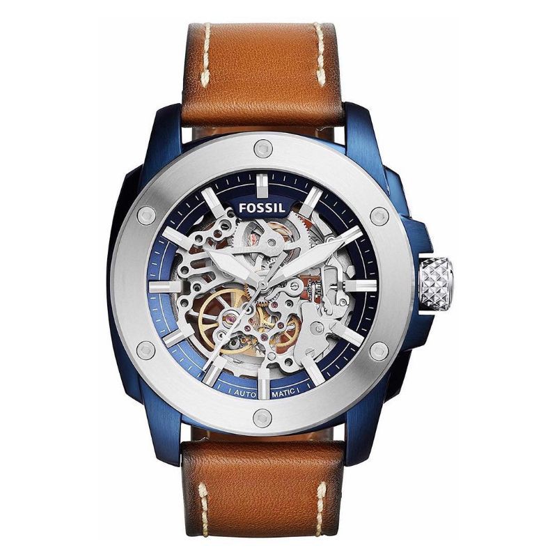 Fossil ME3135 Modern Machine Sport Skeleton Dial Brown Leather Strap
