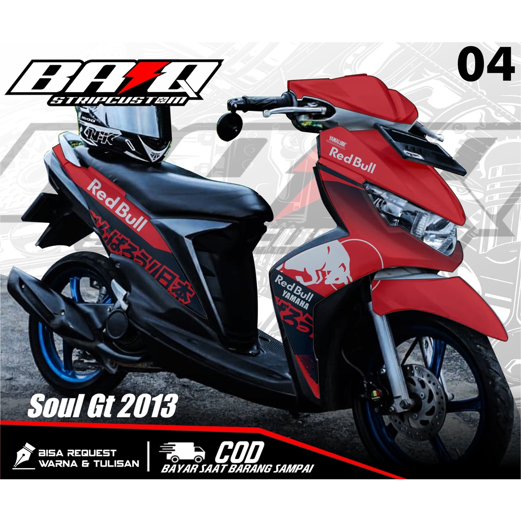 Decal MIO SOUL GT 2013 - Decal Variasi list Yamaha MIO SOUL RED BULL Full Body