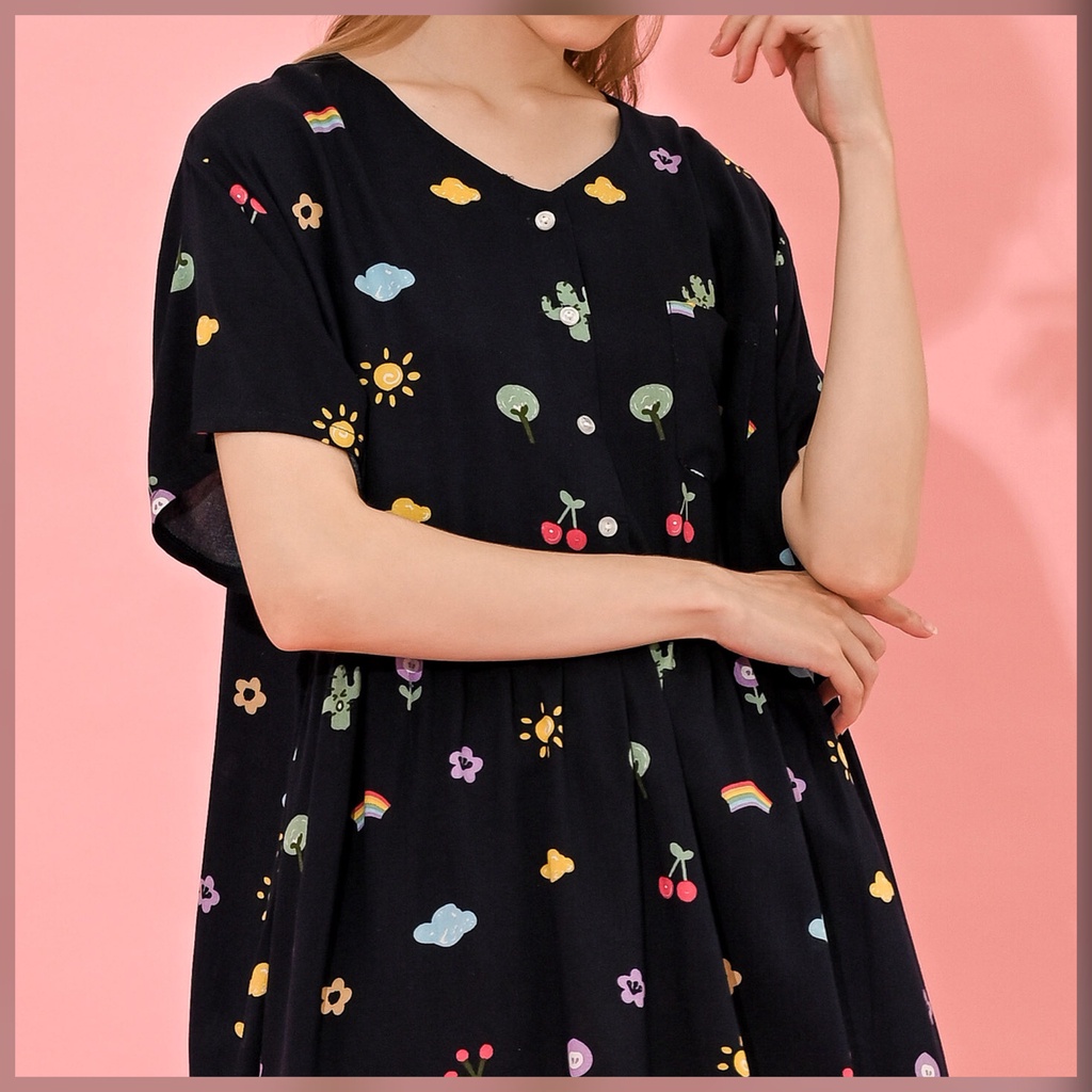 Julia Nightdress - Piyama / Daster Rayon Premium by RAHA Sleepwear-Cheery