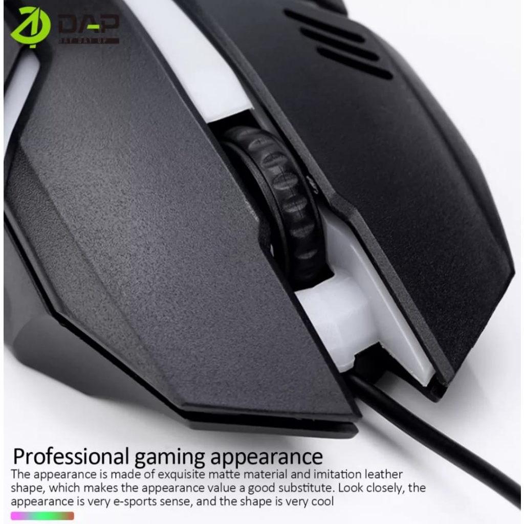 Mouse Gaming Kabel USB Wired DAP M778 ORIGINAL USB LED With Light RGB 1200DPI-Mouse Gaming-Gamers Untuk PC Komputer-Laptop-Windows,Linux,Mac Os