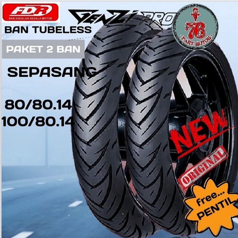 PAKET BAN TUBELESS FDR GENZI/GENZI PRO 80/80.14 dan 90/80.14 free pentil