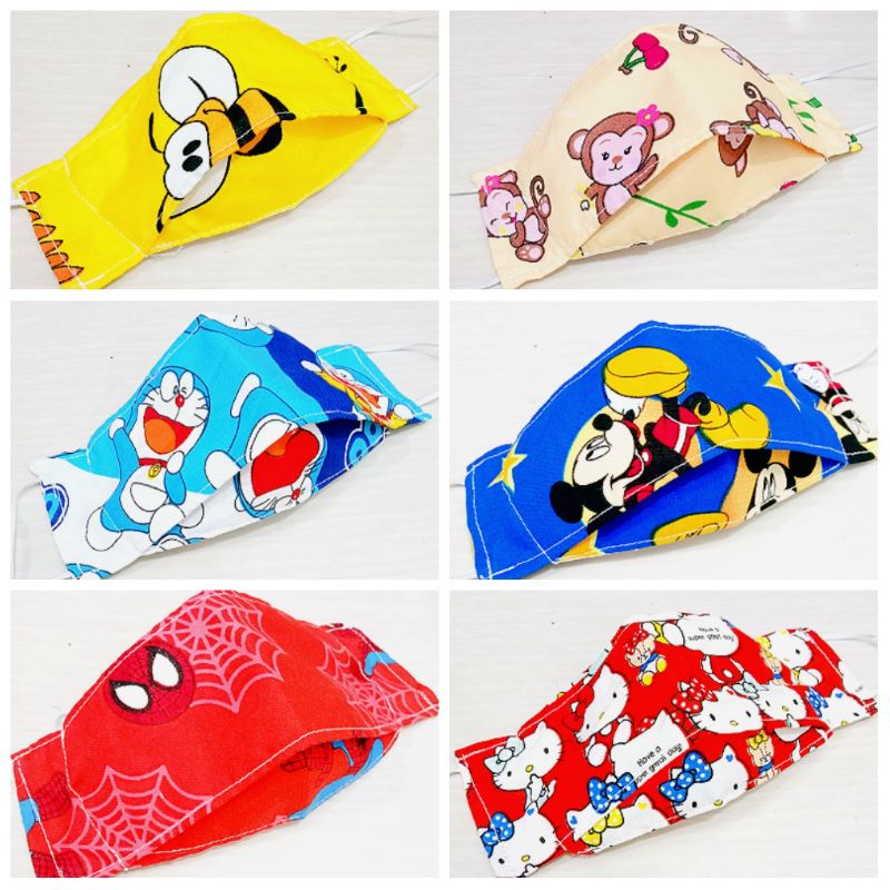 Murah!! Masker anak karakter bahan katun 2 lapis