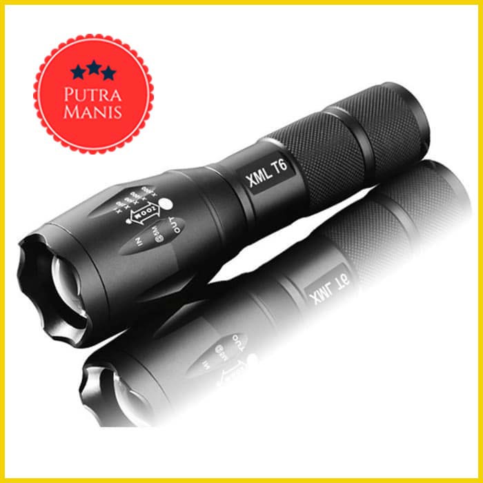 Lampu Senter LED Cree E17 T6 + Baterai Ultrafire 18650 seter Camping caping survival terang ORIGINAL