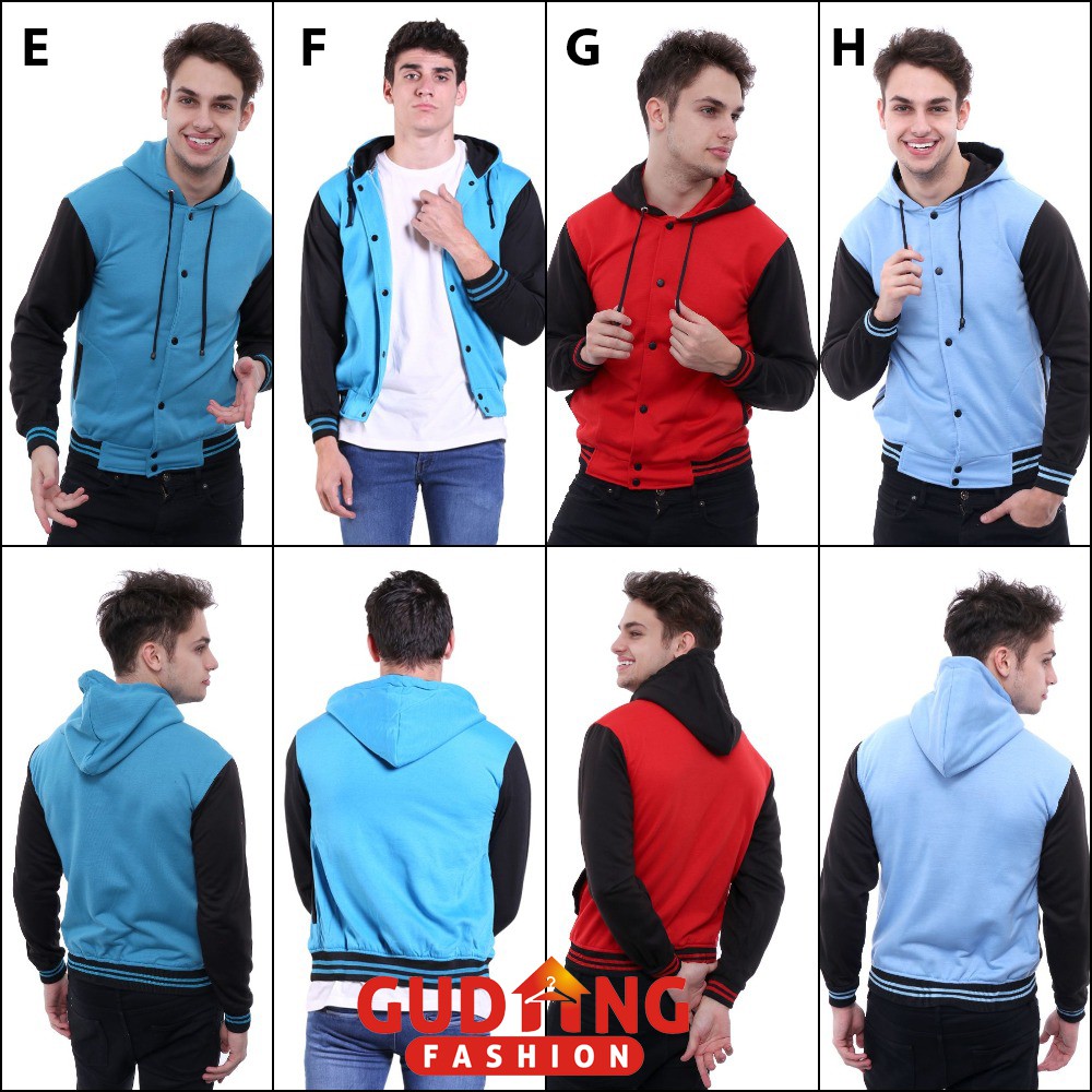 Jaket Polos Baseball Varsity Hoodie Banyak Warna - JAK (COMB)