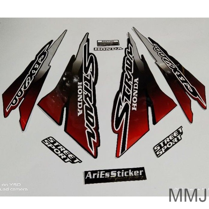 Sticker striping honda cbx200 strada merah hitam ready stock
