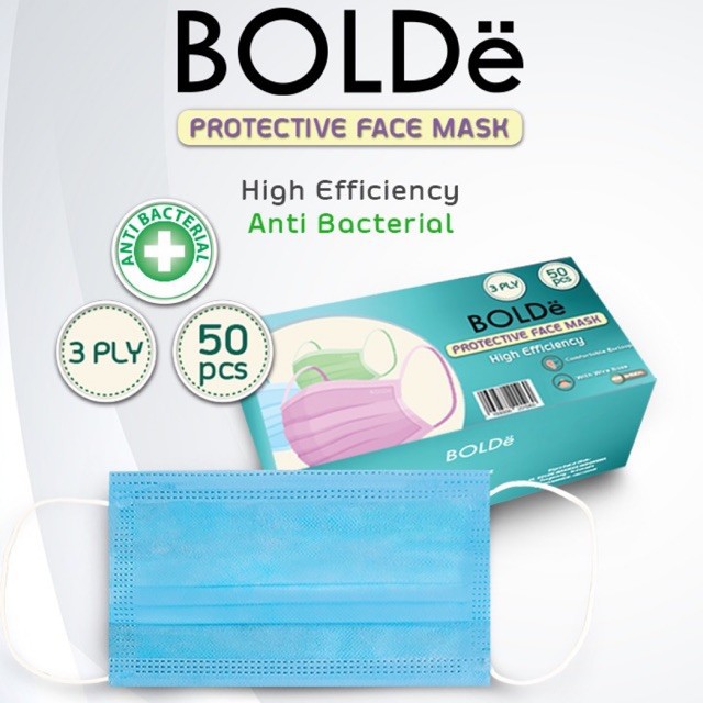 BOLDe Protective Masker 3 Ply isi 50/Box