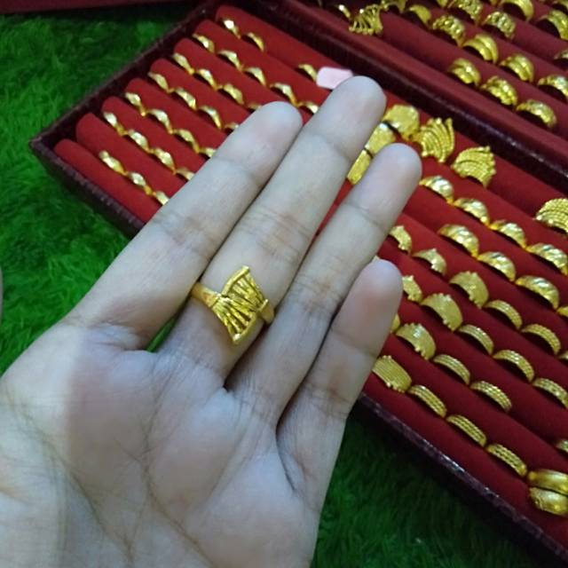 Cincin kipas siliasih lapis emas 24 k
