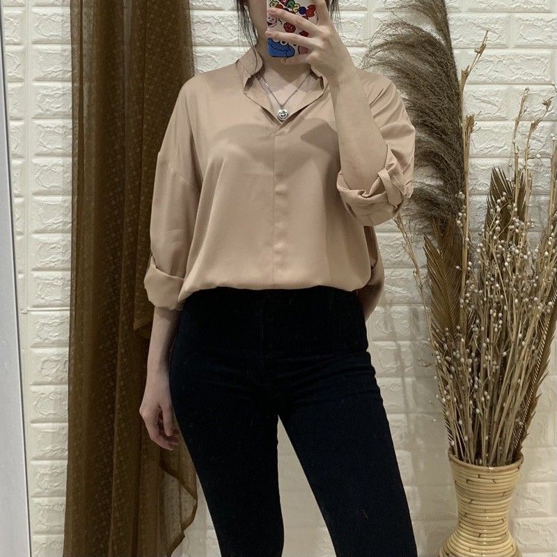 KEMEJA V NECK WANITA UKURAN S M L XL / KEMEJA WANITA / KEMEJA CASUAL / BLOUSE WANITA