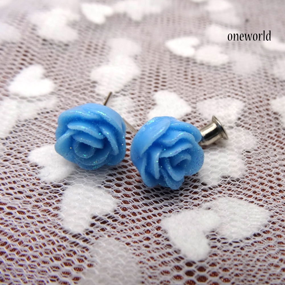 OW# 12Pairs Lifelike Fake Colorful Rose Flower Charm Ear Stud Earrings Jewelry Gift