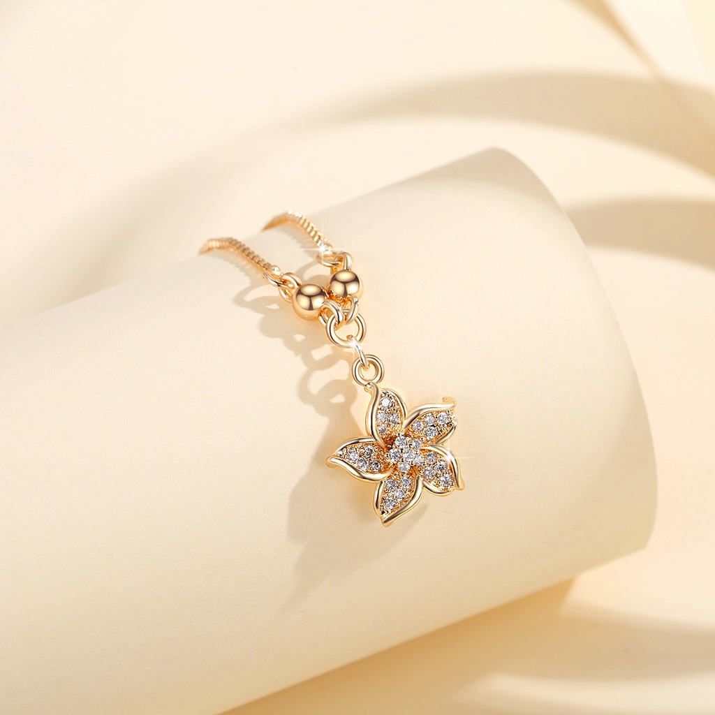 Y631 [COD✔] Kalung Bunga Kalung Rantai Liontin Bunga Berlian Aksesoris Wanita Lapis Emas Anti Karat