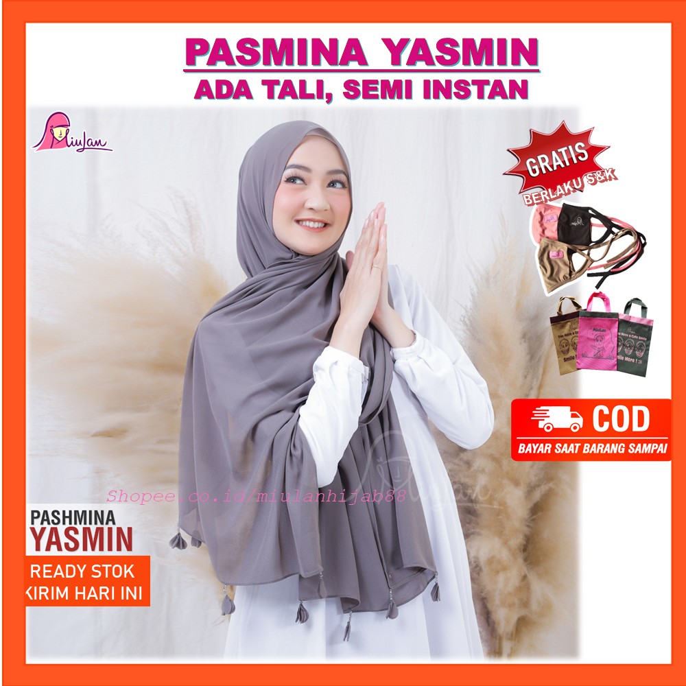 Pashmina YASMIN Miulan Hijab Pasmina Tali Instan Cantik Scraf