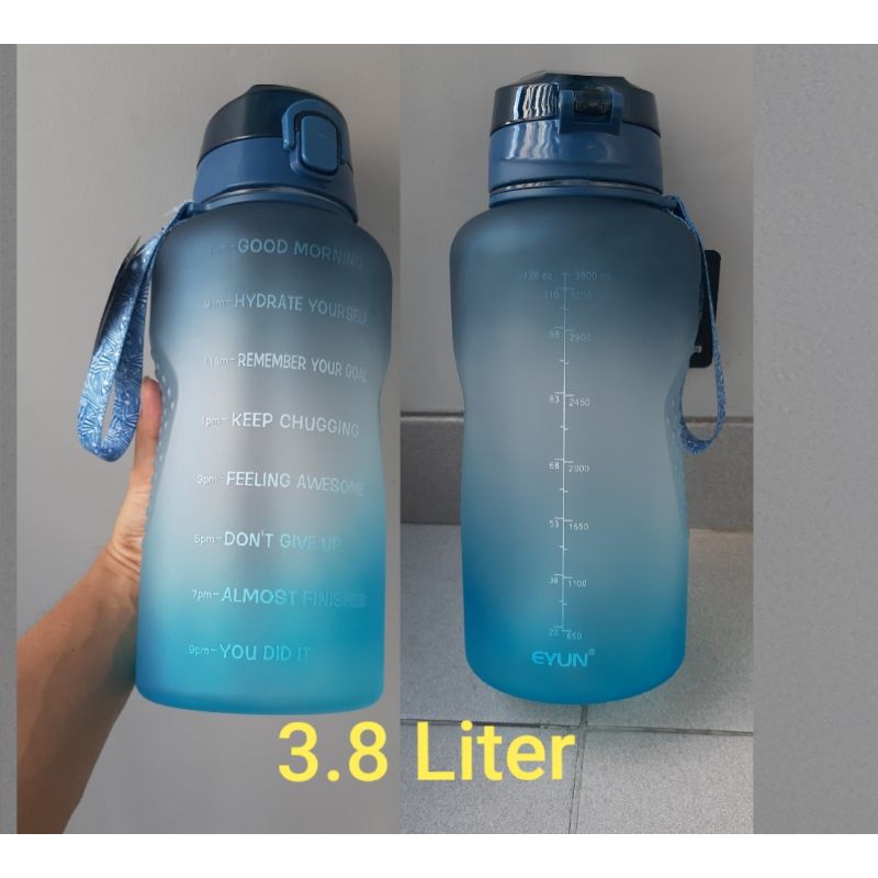 Botol Air Minum Motivasi Gradari isi 3.8 liter dengan penanda takaran mililiter - 3800 Water Bottle