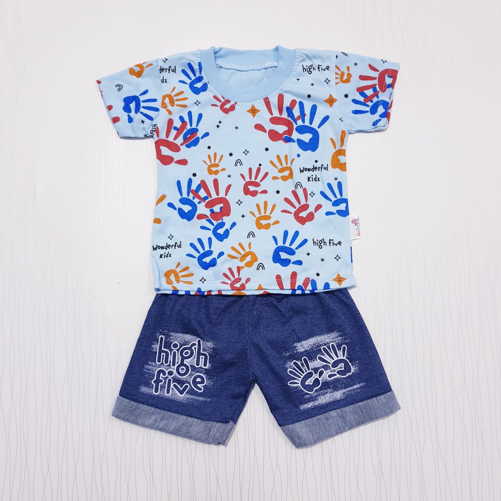 setelan baju bayi katun lucu motif sablon bagus