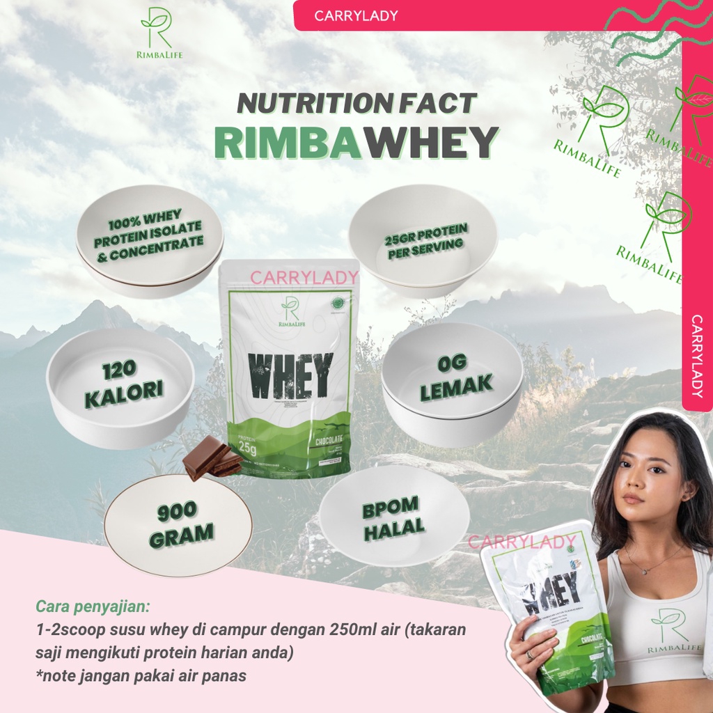 RIMBALIFE WHEY PROTEIN 3 LBS RIMBAWHEY 3LBS 1.3KG BPOM HALAL RIMBA LIFE CUTTING SUPLEMEN FITNESS