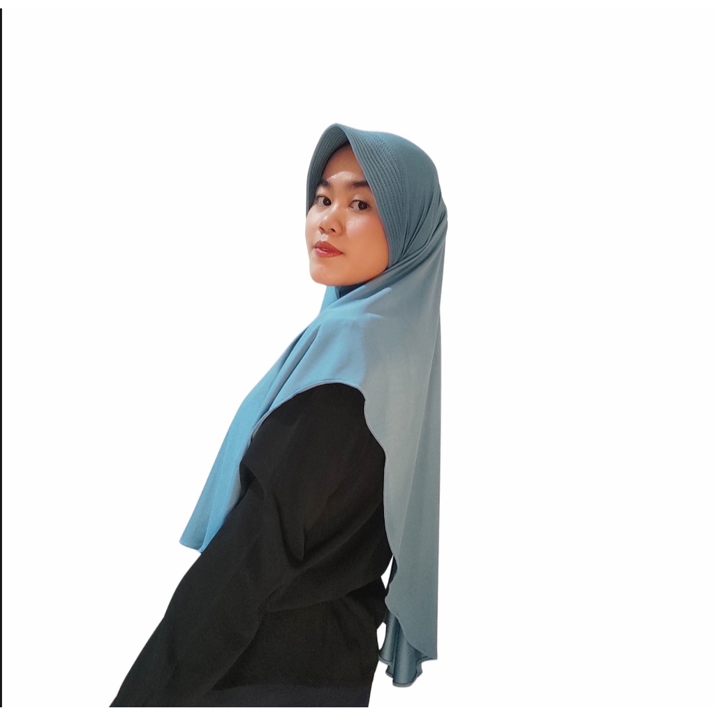 Hijab Instan Jersey | Khimar Jersey Pinguin | Kerudung Sport ukuran L