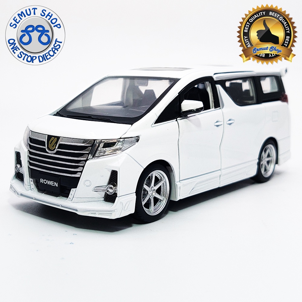 JackieKim Diecast 1:32 Alphard Metalic White Rowen Miniatur Diecast Mobil Alphard Putih