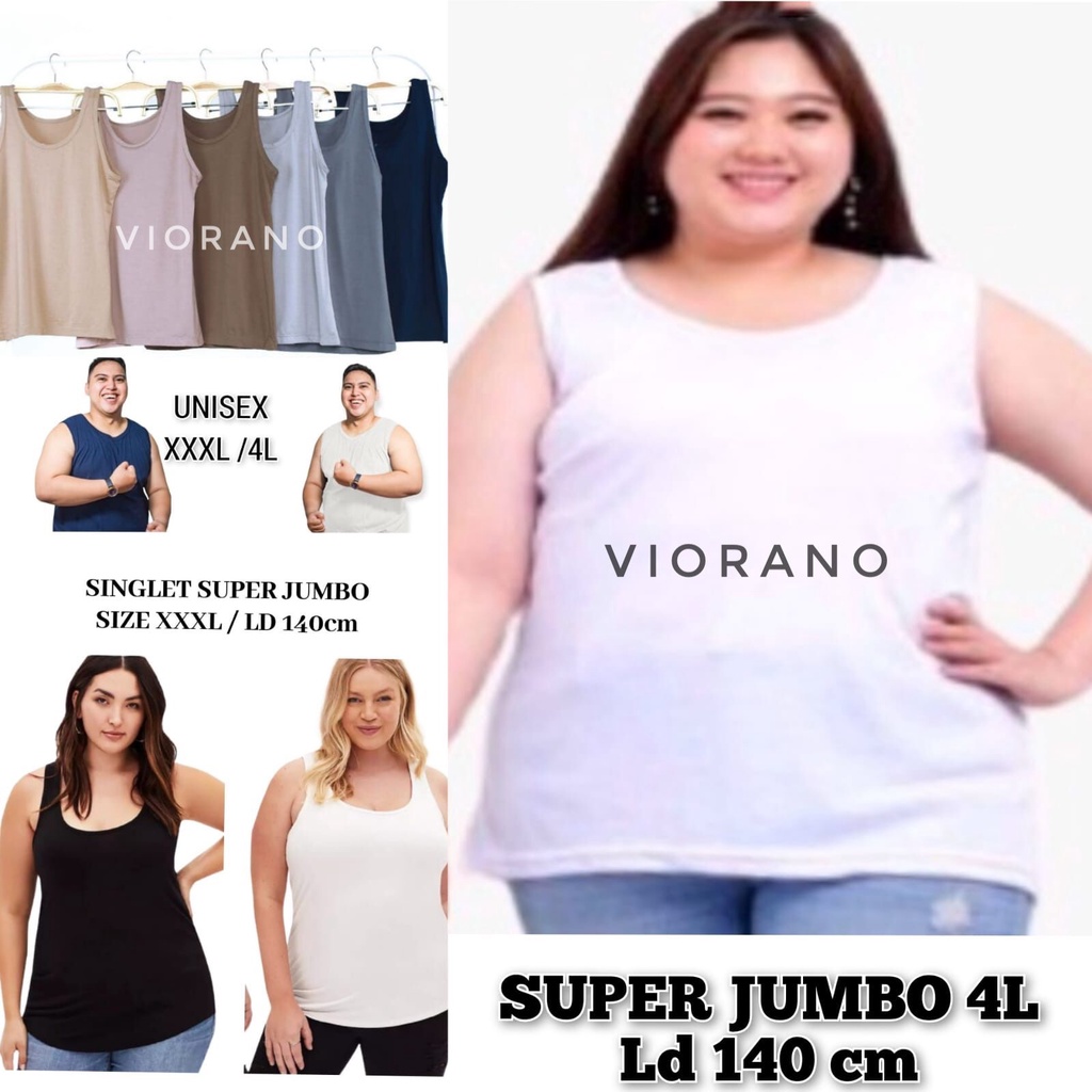 Super Jumbo Singlet Cewek Tanktop Wanita XXXL Tentop Tali Lebar Kaos GeDe banget Jumbo LD 140cm Strech Melar Super Jumbo Singlet Cewe 4L XXXL Premium Adem