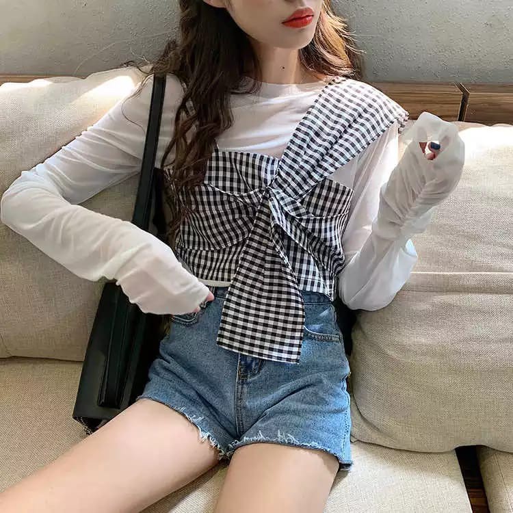 Tq88indonesia Fashion Singlet Kemben Wanita Kekinian / Tanktop Monochrome Outer Square / Outer Wanit