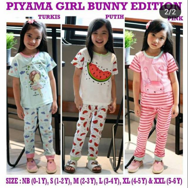 Piyama girl Kazel bunny edition/baju tidur kazel/ baju tidur anak girl