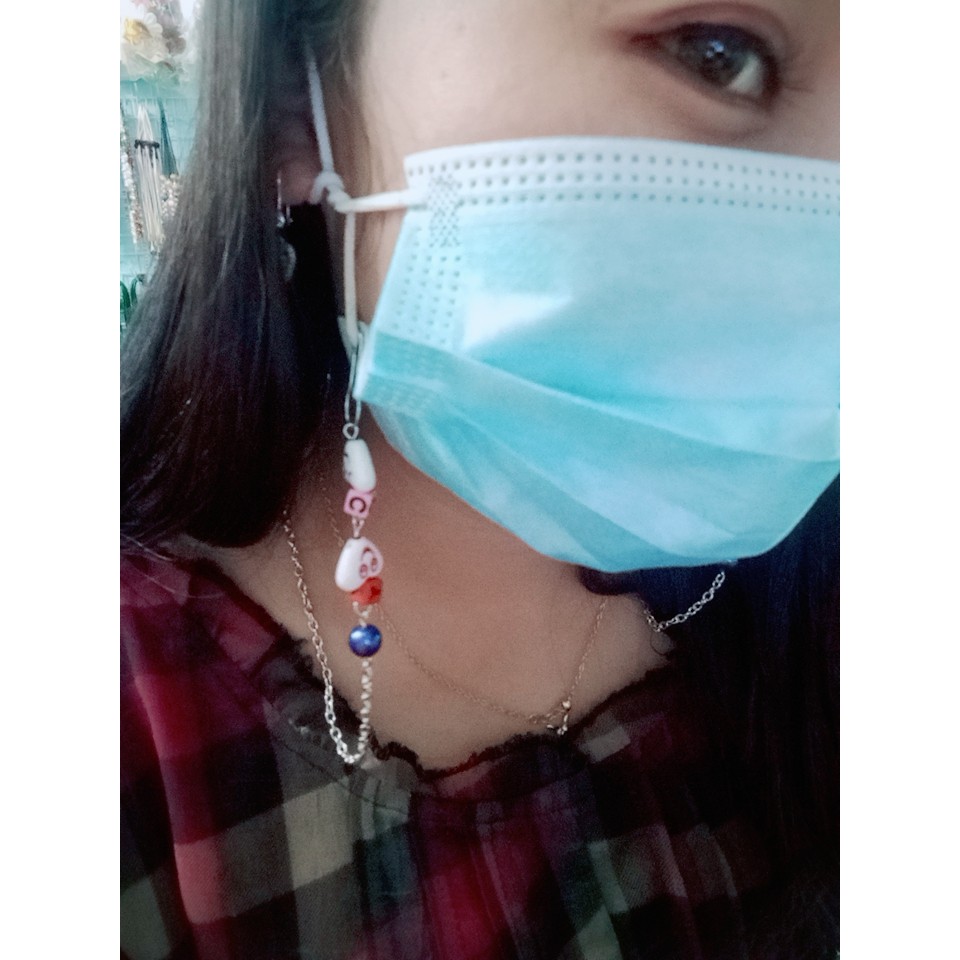 STRAP MASK LOVE CANDY | STRAP MASK MANIK CUSTOM RANDOM Strap makser Hijab Kalung masker Mutiara