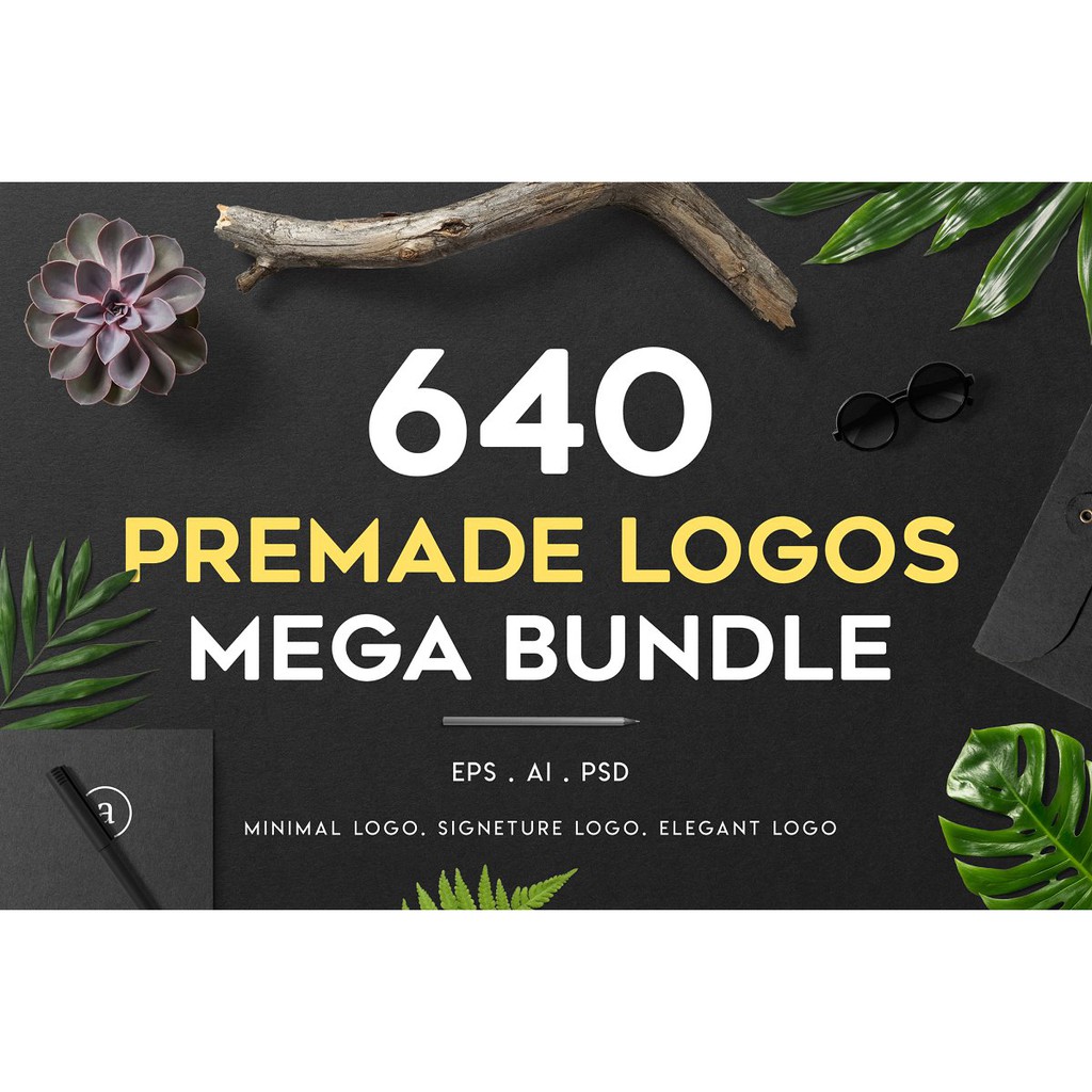 640 Premade Logos Mega Bundle - Photoshop &amp; Illustrator