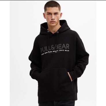 Jaket Pull&amp;Bear Hoodie Black Premium | Sweater Pull&amp;Bear | Sweatshirt Pull&amp;Bear | Hoodie P&amp;B | Pull&amp;Bear