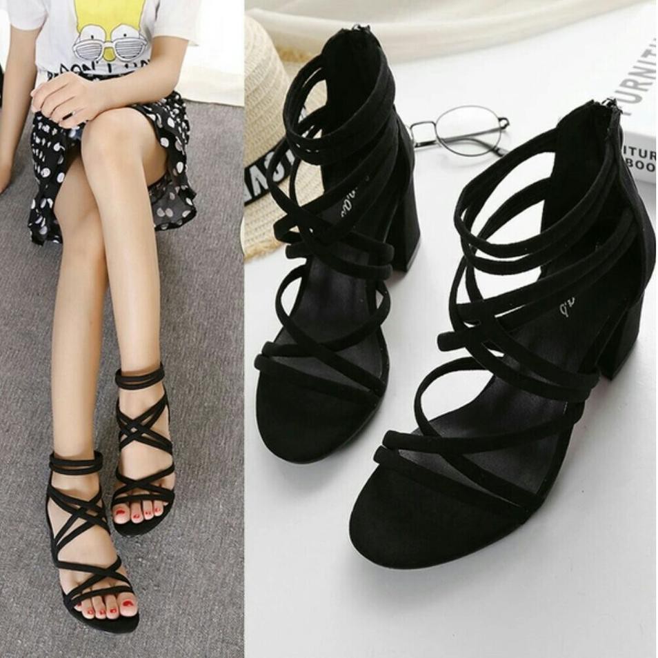 LIMITED@ Tjhay® Inspire High Heels Korea Hak Tahu Tinggi Pesta Modis Trendy Model Tali Panjang Warna