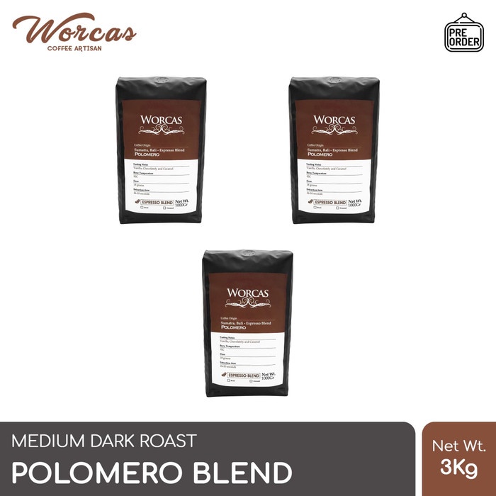 

r0eree Worcas Kopi Polomero Espresso Blend 3 Kg (Biji/Bubuk) - Kopi Biji Ds20X11