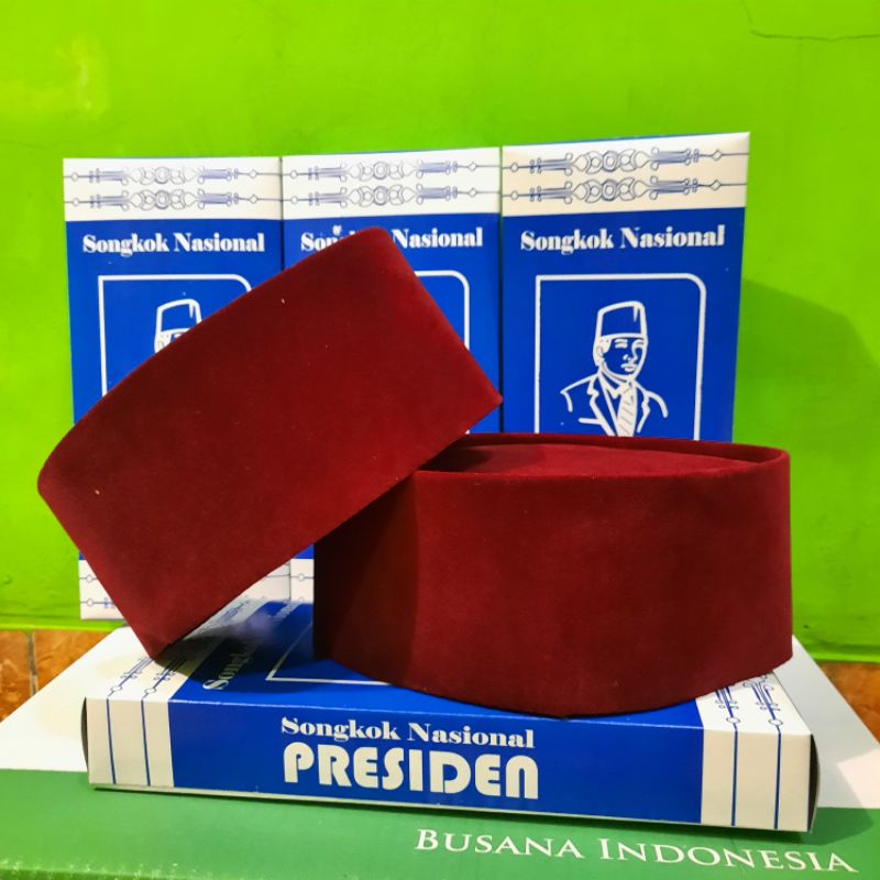 promo !! songkok peci presiden merah marun betawi si pitung tinggi 9 cm