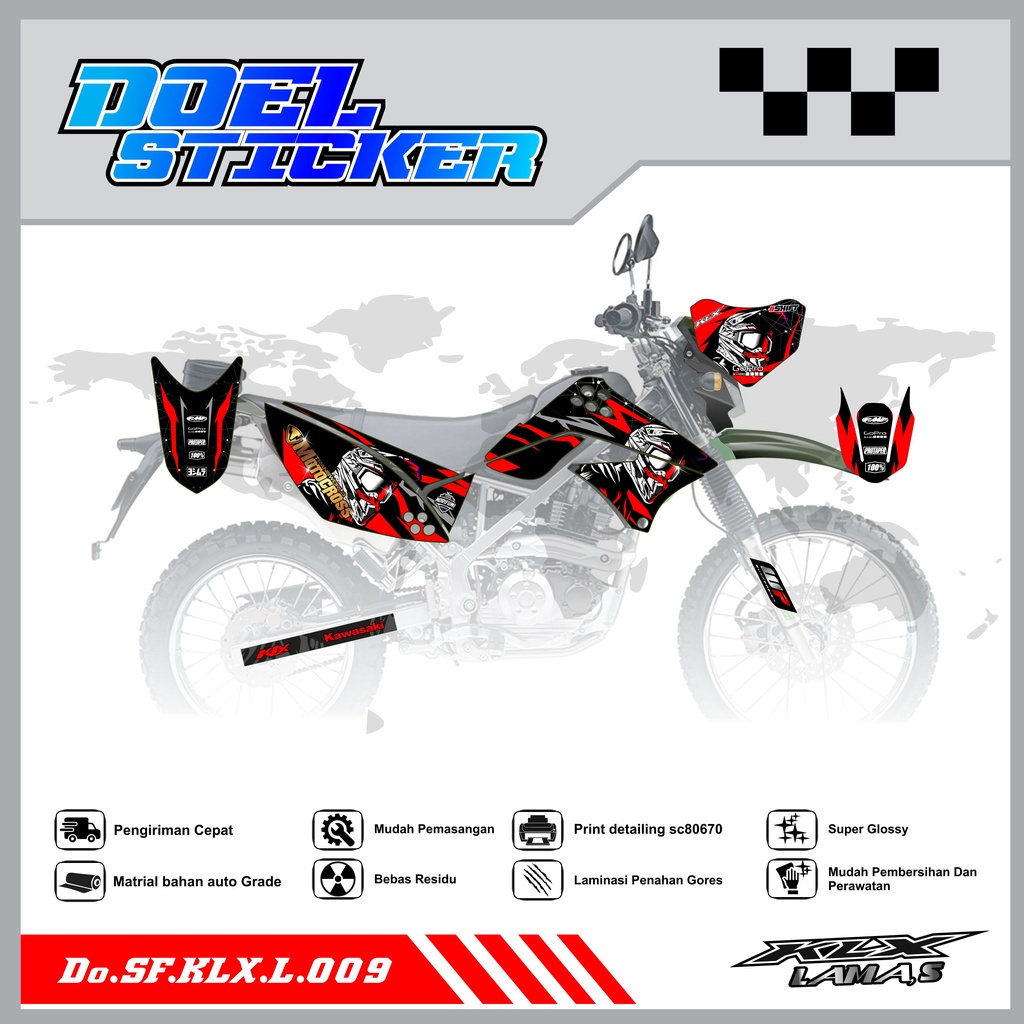 Sticker Striping Honda KLX L , S Lama List Variasi Hologram , Crome Doel 009