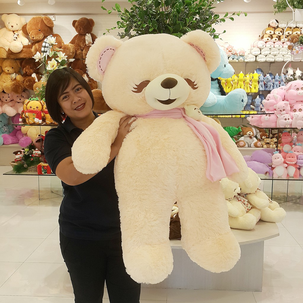 Boneka Beruang Jumbo Besar Istana Boneka STD Bonita Cream W/Syal 1 meter 1m