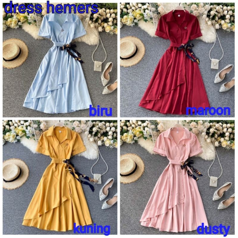 Long Dres Polos Wanita Korea Moscrepe Terbaru