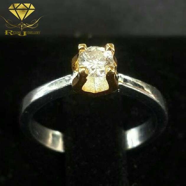 Cincin Kawin Wanita Emas Putih Berlian Eropa Asli 100% Natural Diamond Putih Nikah Tunangan ZS75