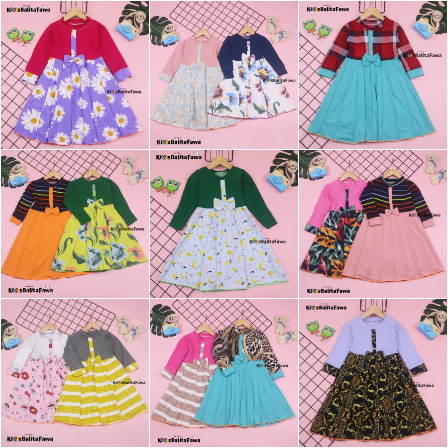 Gamis Pita Uk 1-2 Tahun / Baju Dress Muslim Ngaji Anak Perempuan Murah Lengan Panjang Batik Cewek