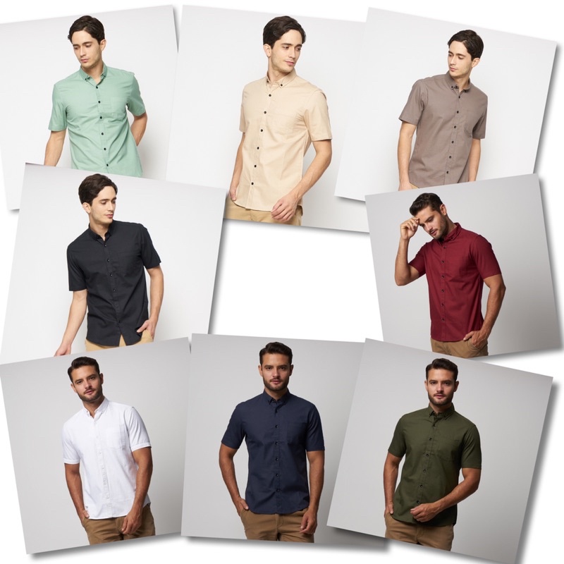 Kemeja Cowok Polos Pria Tangan Pendek Premium Quality Sigarate Slimfit Casual Kantoran Trendy Murah