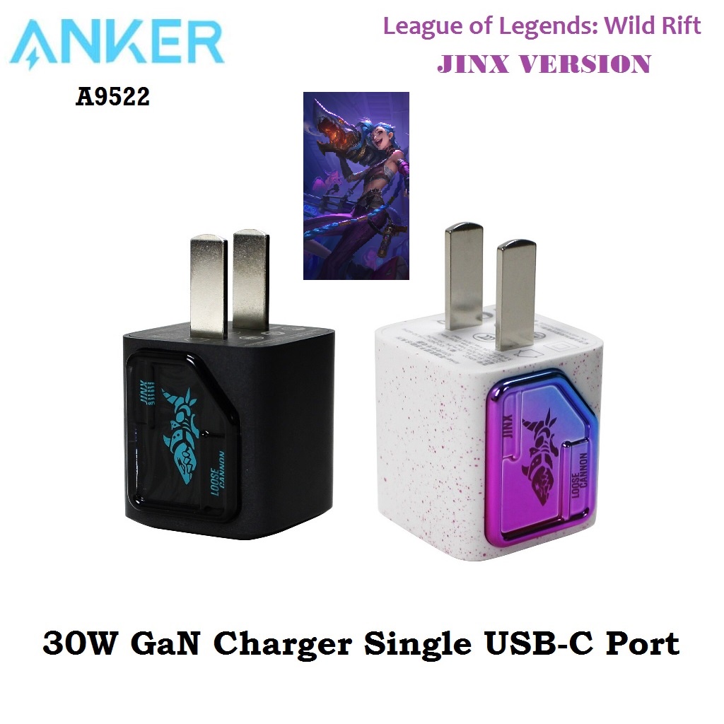 ANKER A9522 - 30W GaN Charger - Single USB-C Port - League of Legends Wild Rift JINX Version