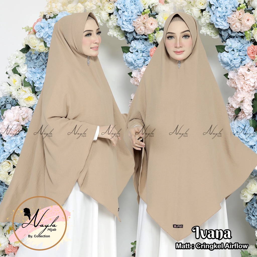 Kerudung Instan Pet Crinkle Airflow Premium Ivana Jilbab Bergo Pet Airflow Anti Kusut Hijab Instan Nayla Hija'b