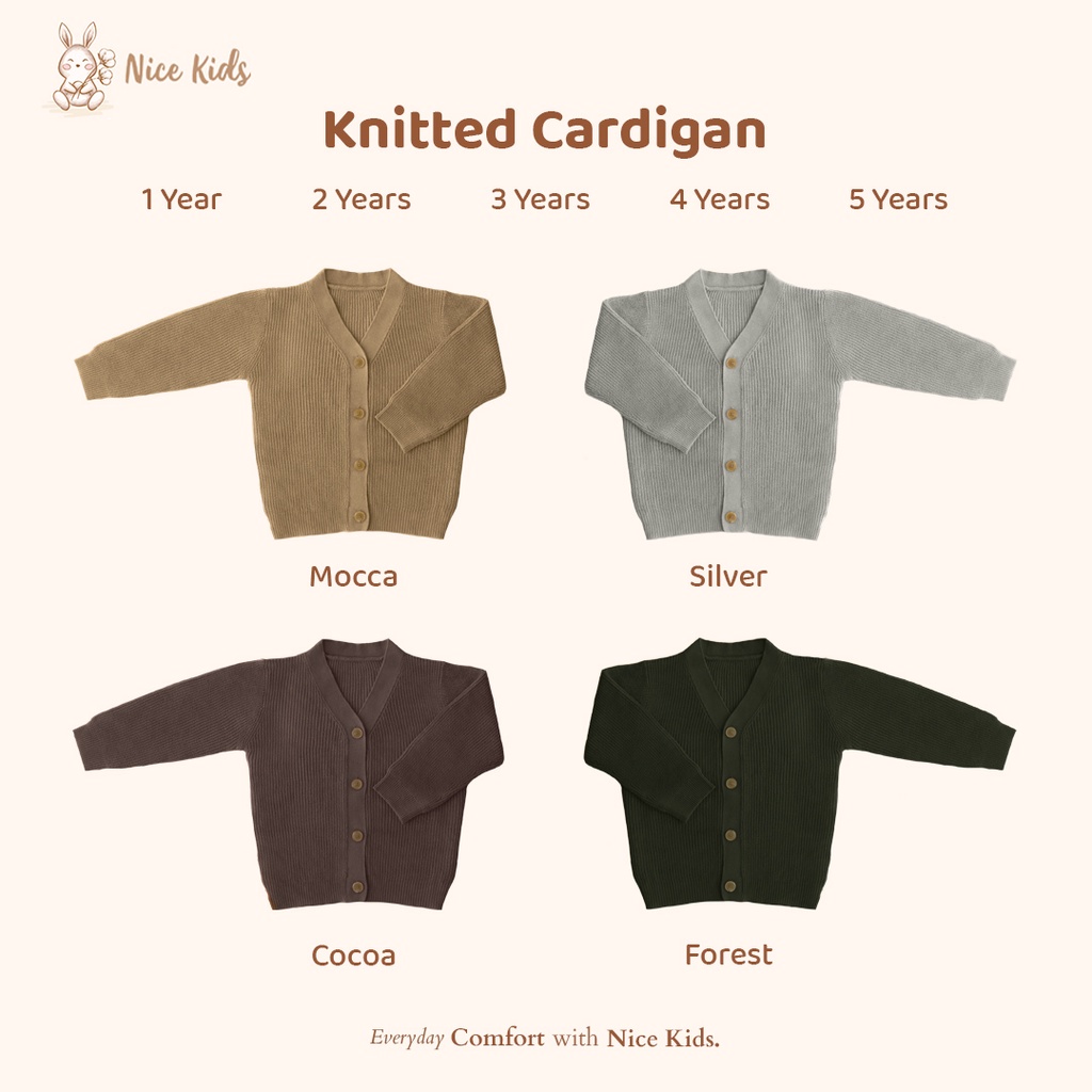 Nice Kids - Knit Cardigan Kids (Cardigan Outer Rajut Anak 6 Bulan - 5 Tahun) Luaran Baby Tebal Hangat