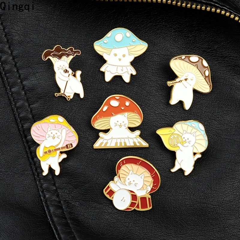 Bros Pin Enamel Bentuk Jamur Piano Gitar Saxophone Drum Untuk Hadiah Anak