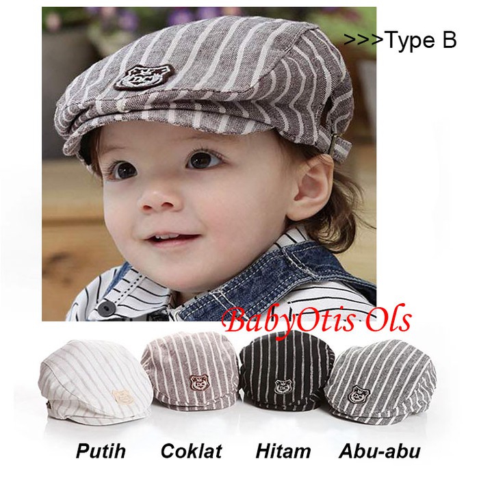 TOPI BARET ANAK BAYI DC / TOPI PET / TOPI FLAT CAP - Type A Hitam