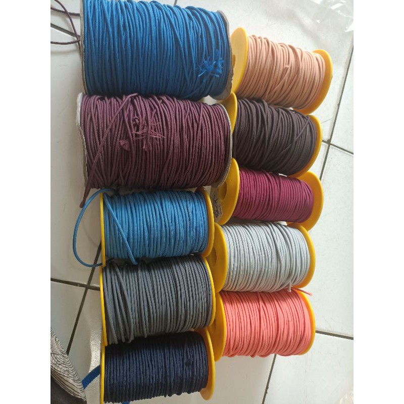 tali bulat elastis tali string elastis/tali karet bulat  3mm 13 warna( permeter)-1