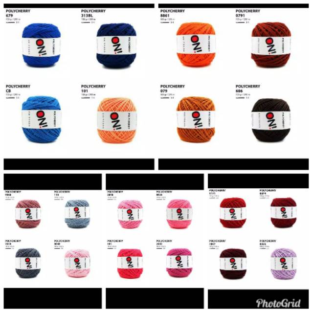 Benang rajut polycherry katalog kode warna kedua (20 warna)